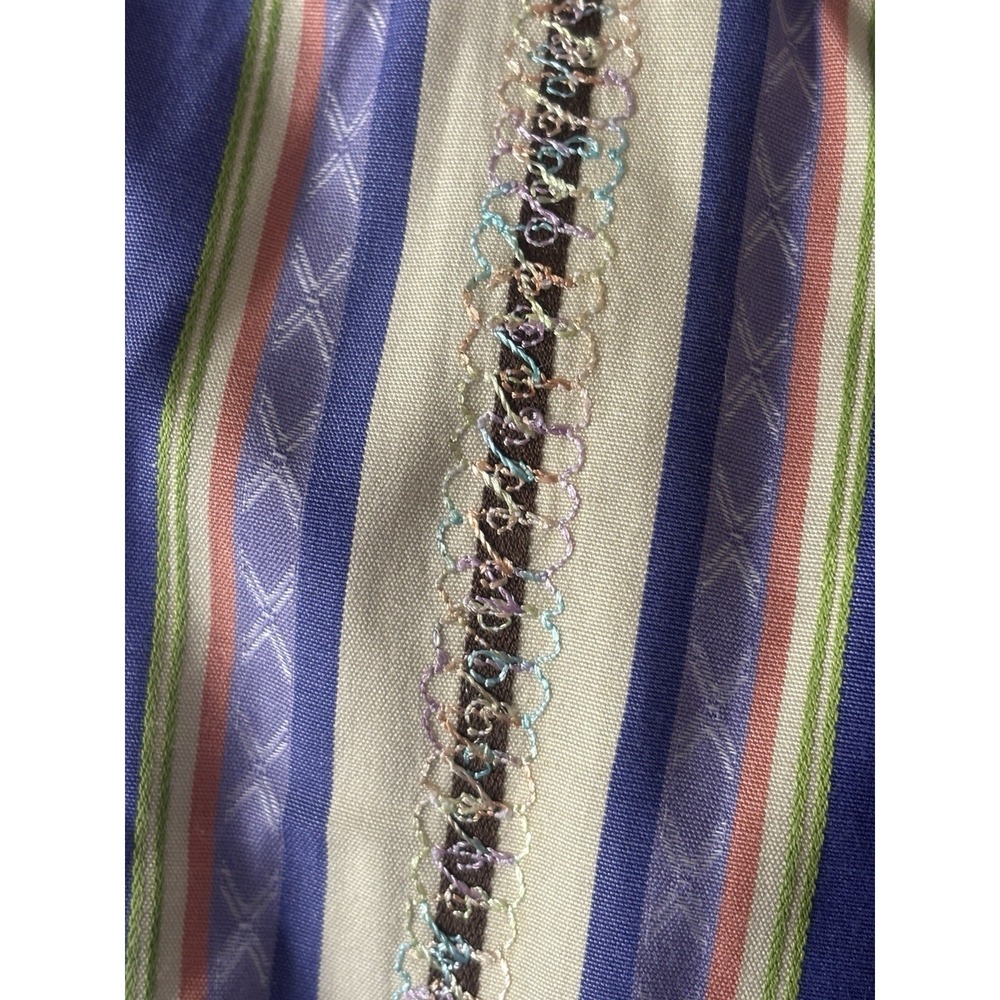 Robert Graham Geometric Shirt Men's M Striped Flip Cuffs Embroidered - Picture 4 of 10